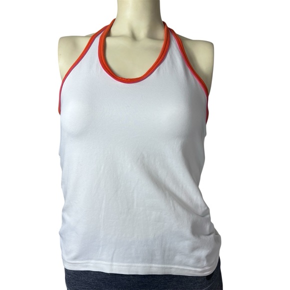 H&M Women’s Med White Halter Top W/Red & Pink built in shelf bra like new cond. - Picture 1 of 6